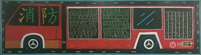 消防安全黑板报，简单又漂亮的学生消防安全防火黑板报图片素材作品
