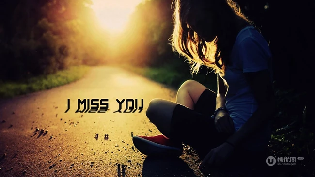 I Miss you文字图片，不同唯美图案背景中的我想你英文字母插画美图 第1张