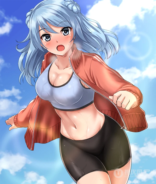 跑步运动中的二次元动漫少女精选好看活力动感图集