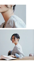 辛芷蕾白色礼裙衣搭配牛仔套装气质慵懒杂志写真图集