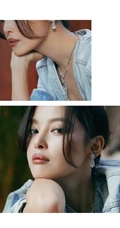 辛芷蕾白色礼裙衣搭配牛仔套装气质慵懒杂志写真图集