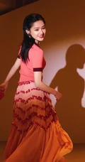 张婧仪玫粉衣流苏裙穿着甜美可爱室内写真图片