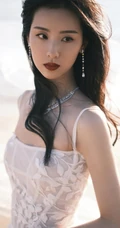 陈都灵气质动人肩带礼裙衣公主裙穿着长发飘逸仙气写真美照