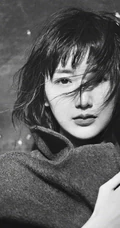 毛晓彤伤感意境唯美写真照，寒风习习，大衣护身，短发随风贴脸颊