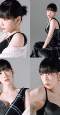 韩国女生歌手郑湫泓气质肩带连衣裙穿搭显动人美背写真照