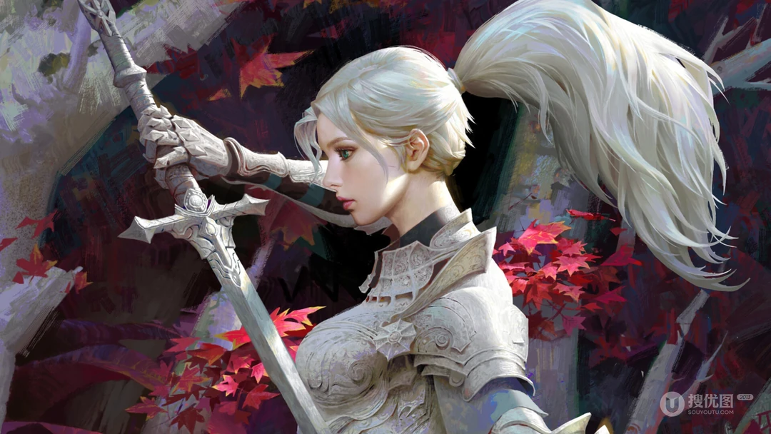 插画壁纸古典的欧洲女战士高清壁纸