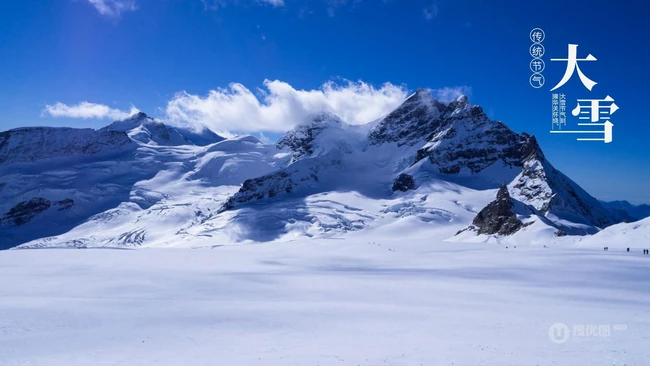 传统节气 大雪节气 雪山 雪景 白雪皑皑景色壁纸创意文字美图