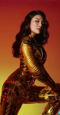 徐冬冬黄金色铠甲着身化身神奇女侠，大秀气质有致身材曲线