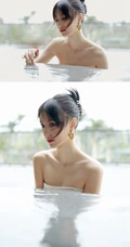 王悦伊气质时尚白色礼裙纱裙穿着出席某活动超美写真照