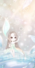 蓝色海底里的大眼睛可爱卡通美人鱼唯美图片