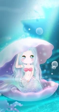 蓝色海底里的大眼睛可爱卡通美人鱼唯美图片