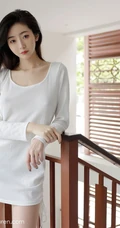 气质锁骨女生安琪Yee简约装白色棉裙凸点穿着尽显身形匀称身材写真图集