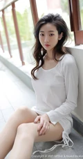 气质锁骨女生安琪Yee简约装白色棉裙凸点穿着尽显身形匀称身材写真图集