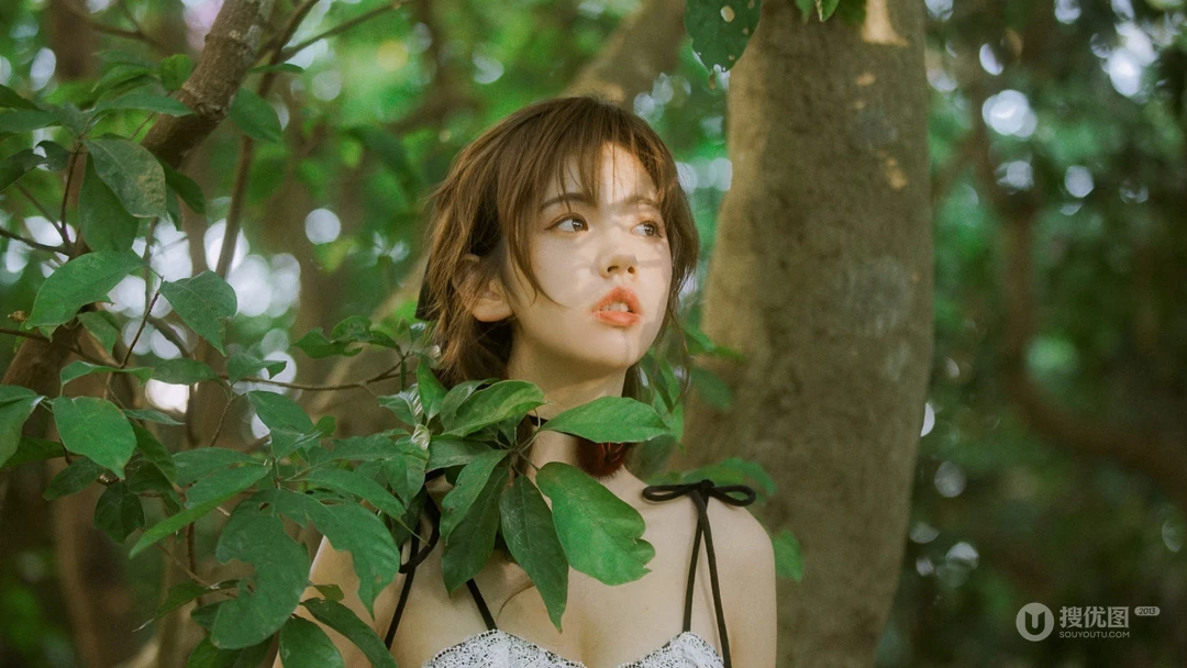 美少女林木婷子 森系 户外 宛若精灵般美少女高清写真桌面壁纸图片