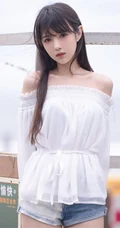 小脸蛋女生Shika小鹿鹿礼裙白衣牛仔短裤穿搭户外清新写真照片