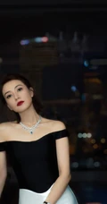 高圆圆黑白配一字礼裙紧身裙气质动人写真图片