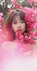 浪漫的三角梅 精选网红女生林木婷子气质V领亮片长裙气质写真图集