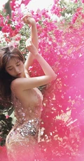 浪漫的三角梅 精选网红女生林木婷子气质V领亮片长裙气质写真图集