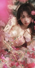 浪漫的三角梅 精选网红女生林木婷子气质V领亮片长裙气质写真图集