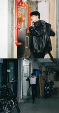 白敬亭黑色皮衣白衬衫酷潮穿搭帅气微博写真照片