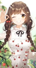 好诱人可爱的樱桃啊！二次元樱桃动漫少女高清插画图片