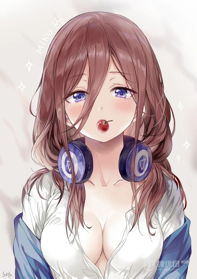 好诱人可爱的樱桃啊！二次元樱桃动漫少女高清插画图片