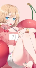好诱人可爱的樱桃啊！二次元樱桃动漫少女高清插画图片