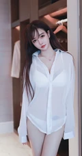 衬衫女孩魅力，透视装衬衫内衣长发美腿美女南初妹妹手机壁纸图片