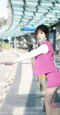 机场偶遇气质女生空姐制服装袜装女生糯美子MINIbabe气质写真套图