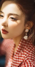 古力娜扎红色格纹衫春日穿着甜美气质写真美照