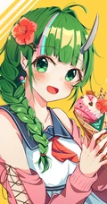 甜美的味道，手拿冰淇淋的二次元动漫少女高清插画图片