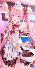 甜美的味道，手拿冰淇淋的二次元动漫少女高清插画图片