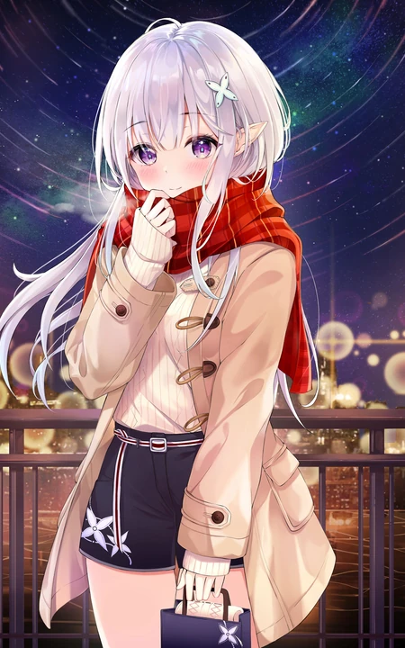给这寒冷的冬添点温暖，围围巾的二次元动漫少女少女高清插画图集