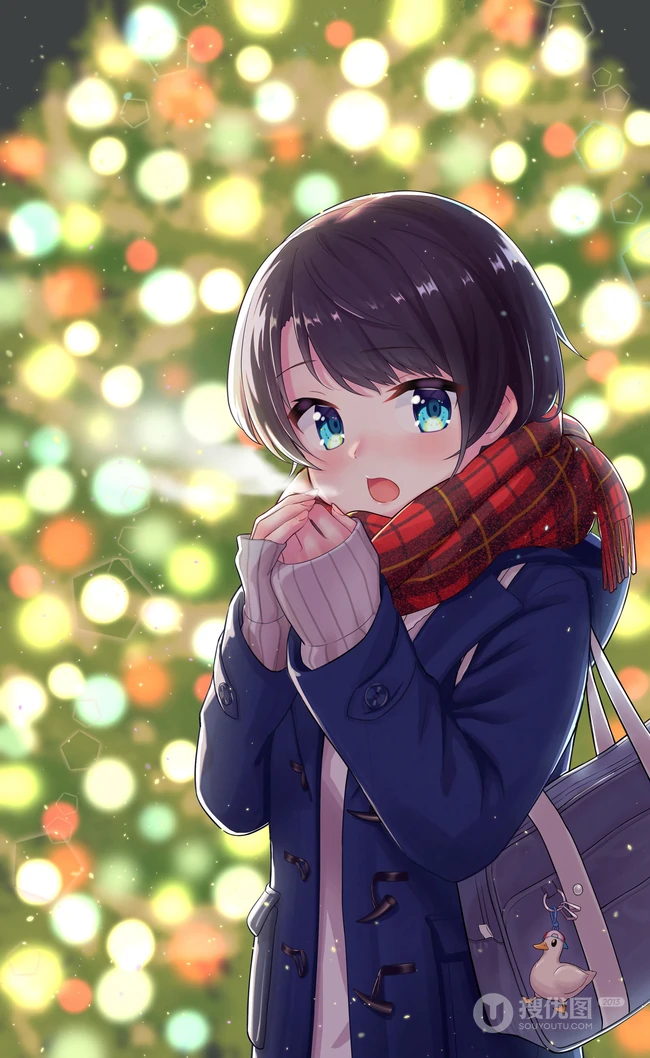 给这寒冷的冬添点温暖，围围巾的二次元动漫少女少女高清插画图集