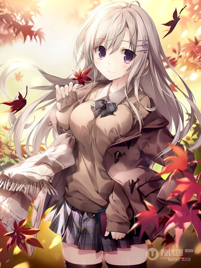 给这寒冷的冬添点温暖，围围巾的二次元动漫少女少女高清插画图集