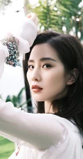 刘诗诗白裙着身仙气飘飘椰树林写真图片