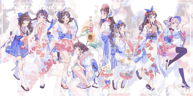 花衣裳，和服装，洛丽塔装扮二次元动漫少女高清图片