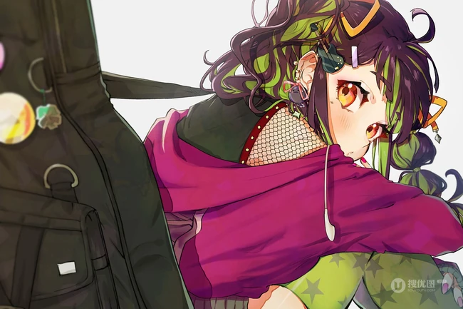 挂耳染染发发型的精美二次元动漫少女插画图片集