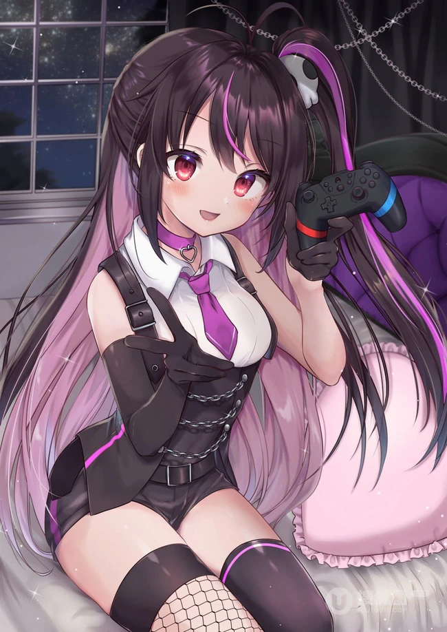 挂耳染染发发型的精美二次元动漫少女插画图片集