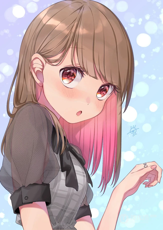 挂耳染染发发型的精美二次元动漫少女插画图片集