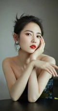 陈钰琪气质动人礼裙黑黄拼接公主裙气质写真照片