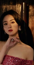 赵丽颖优雅柔美礼裙红裙显气质锁骨写真照片