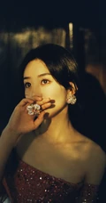 赵丽颖优雅柔美礼裙红裙显气质锁骨写真照片