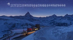 雪景，雪山，森系，湖泊等2021年1月日历壁纸图片