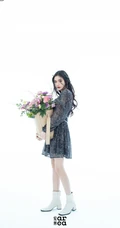 头戴花草，或绿叶的女演员林允V领公主裙着身气质灵动写真照片