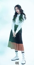 头戴花草，或绿叶的女演员林允V领公主裙着身气质灵动写真照片