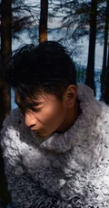 吴奇隆海边小树林返璞归真，体会童真帅气冬装写真照片