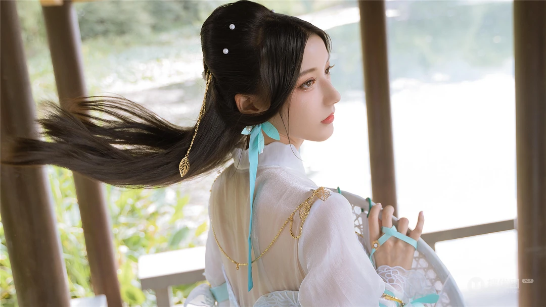 仙气飘飘古装仙侠cos美少女河边凉亭唯美高清写真壁纸图片