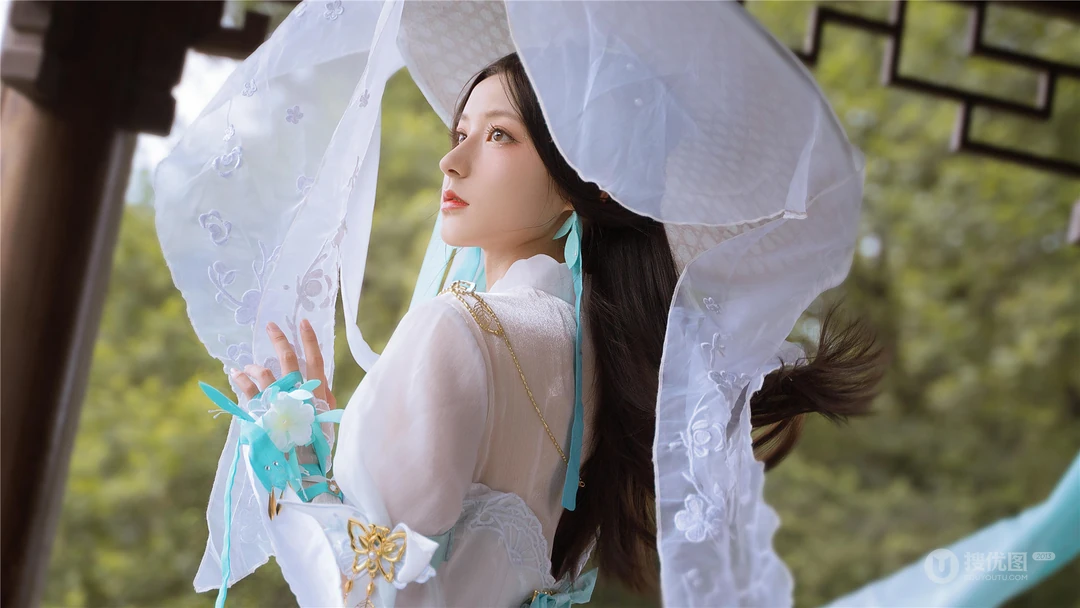 仙气飘飘古装仙侠cos美少女河边凉亭唯美高清写真壁纸图片