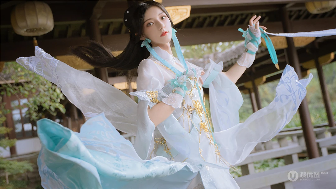 仙气飘飘古装仙侠cos美少女河边凉亭唯美高清写真壁纸图片